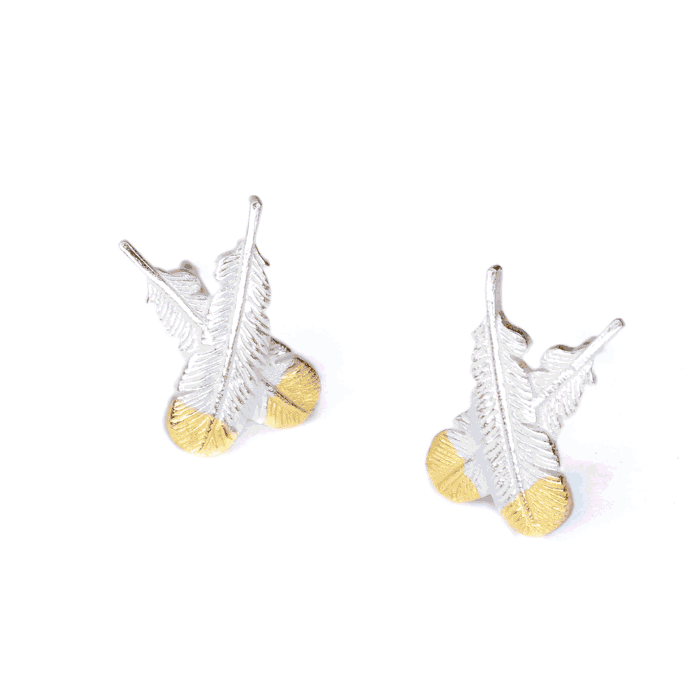 Little Taonga - Crossed Huia Feather Earrings Little Taonga - Crossed Huia Feather Earrings