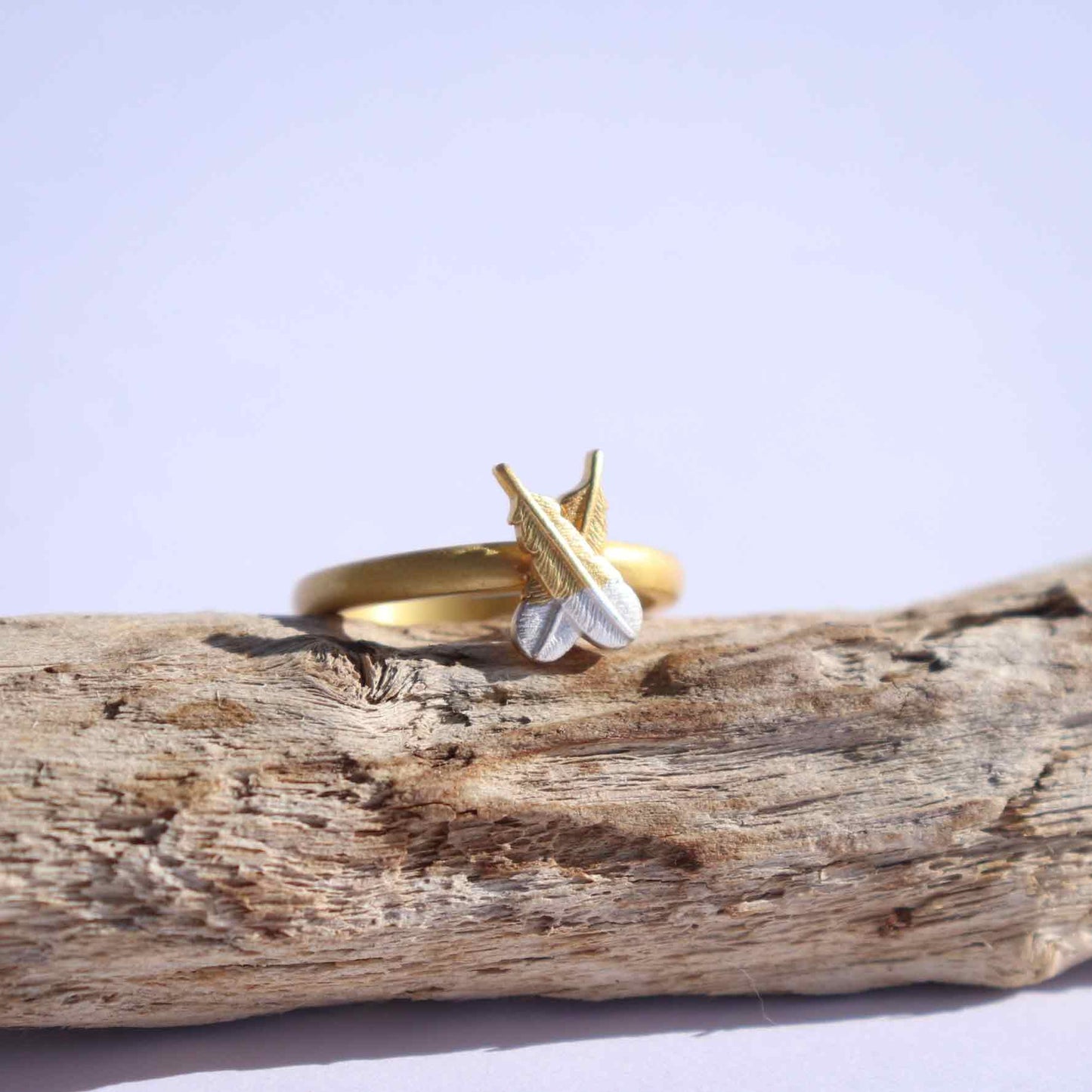 Huia Crossed Feather Ring