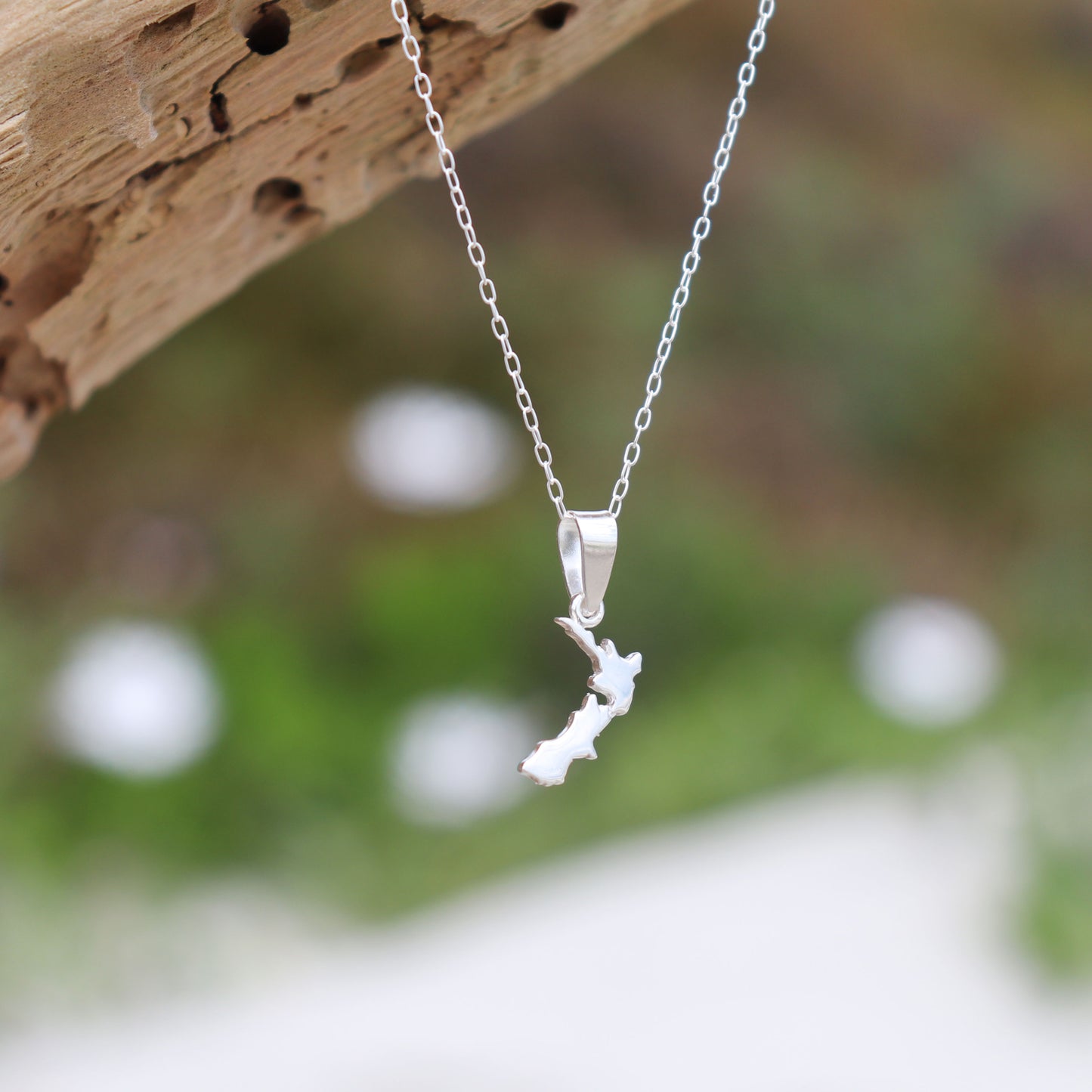 Sterling Silver NZ Map Necklace