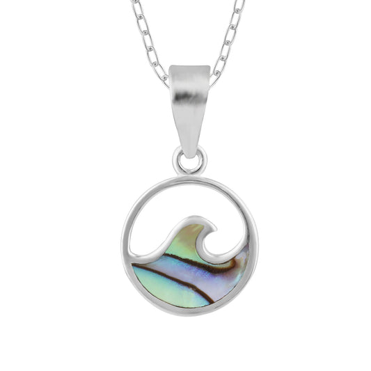 Sterling Silver Paua Wave Necklace