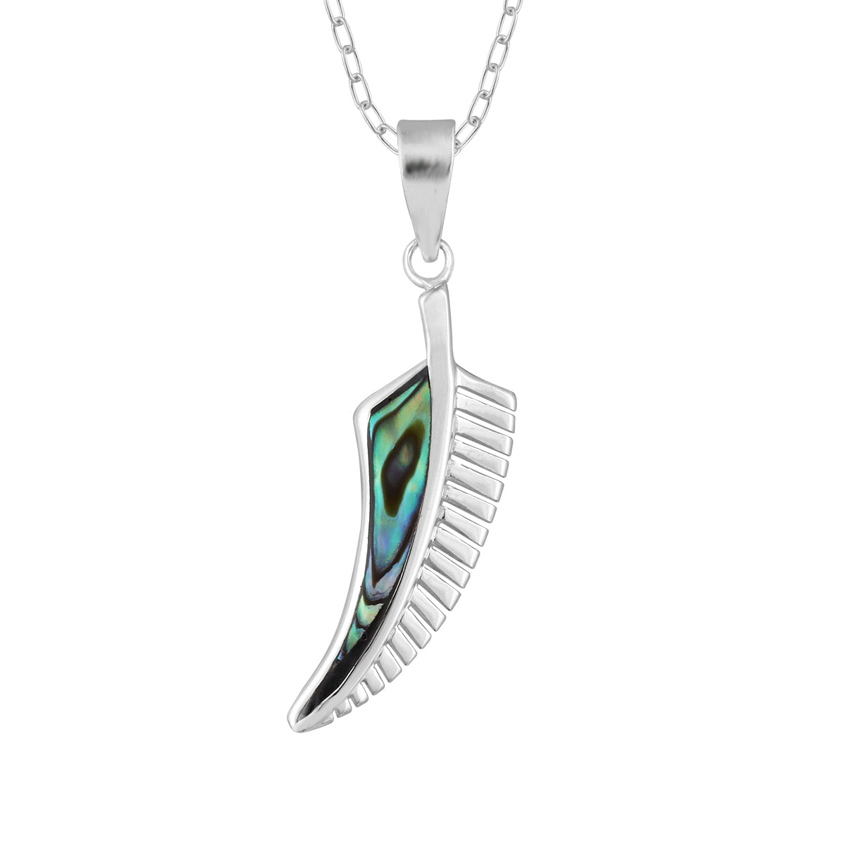 Sterling Silver Paua Fern Necklace