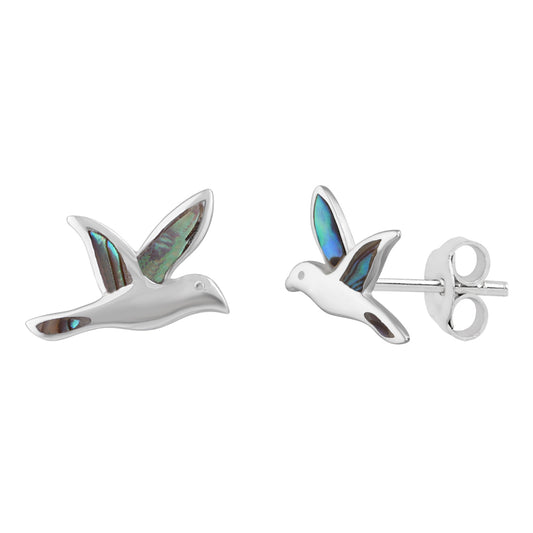 Sterling Silver Paua Manu Studs