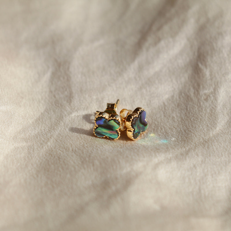 Paua Clover Necklace and Studs