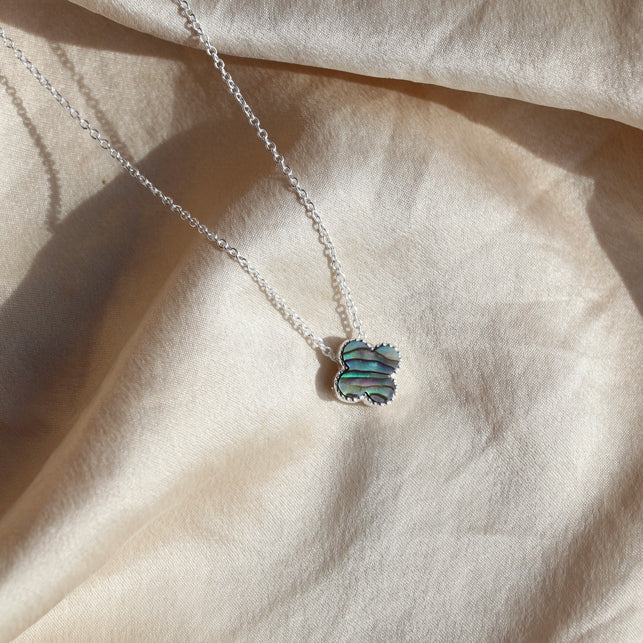 Paua Clover Necklace and Studs