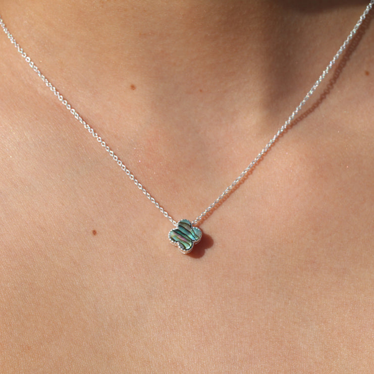 Paua Clover Necklace and Studs