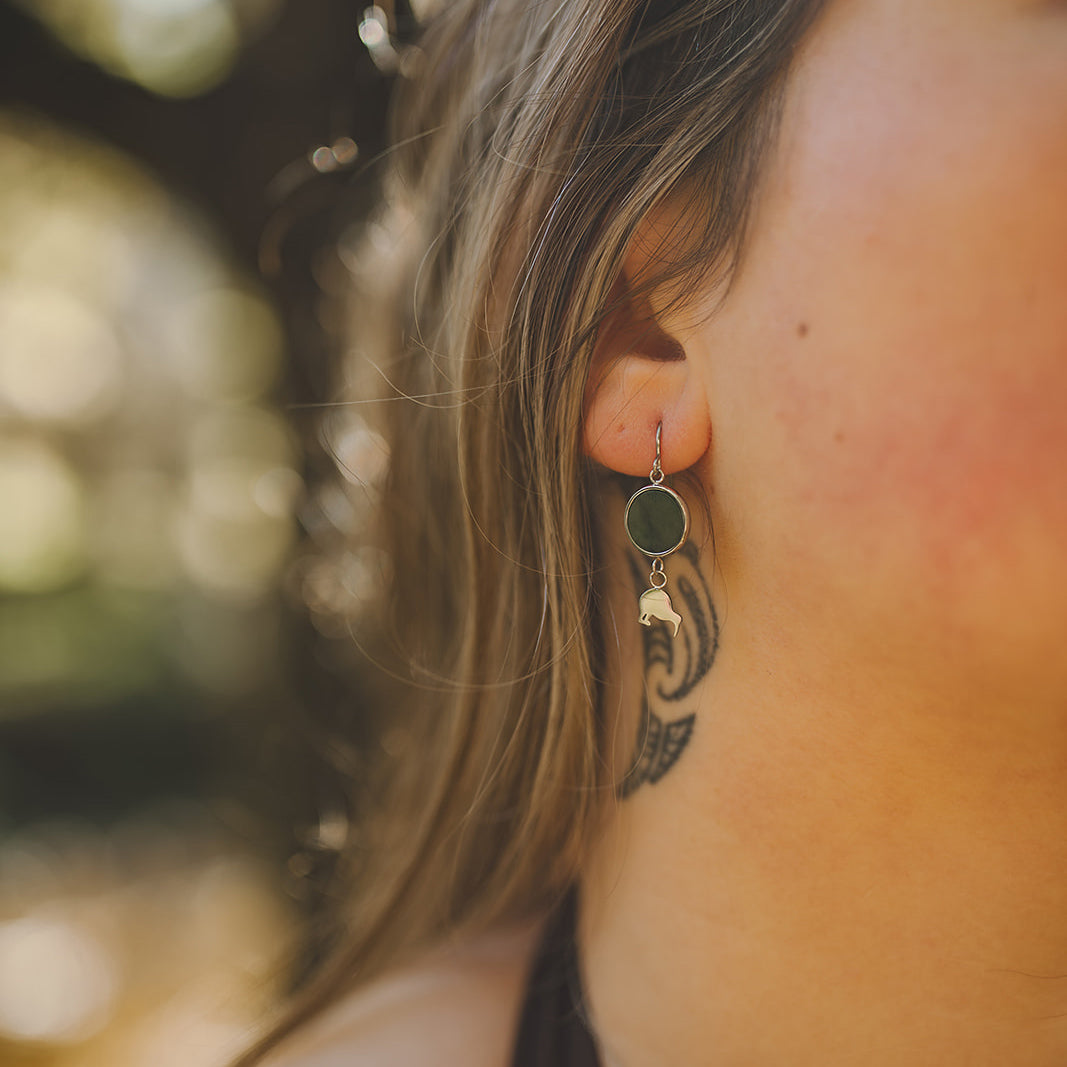 Pounamu Kiwi Earrings
