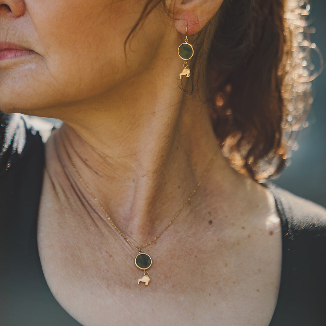 Pounamu Kiwi Earrings