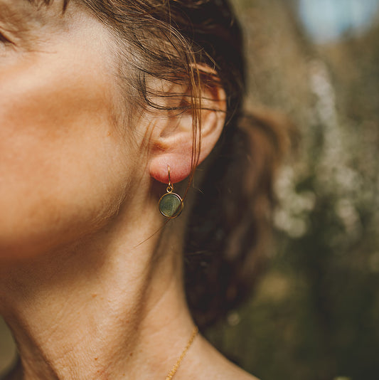 Pounamu Round Disc Pendant Earrings