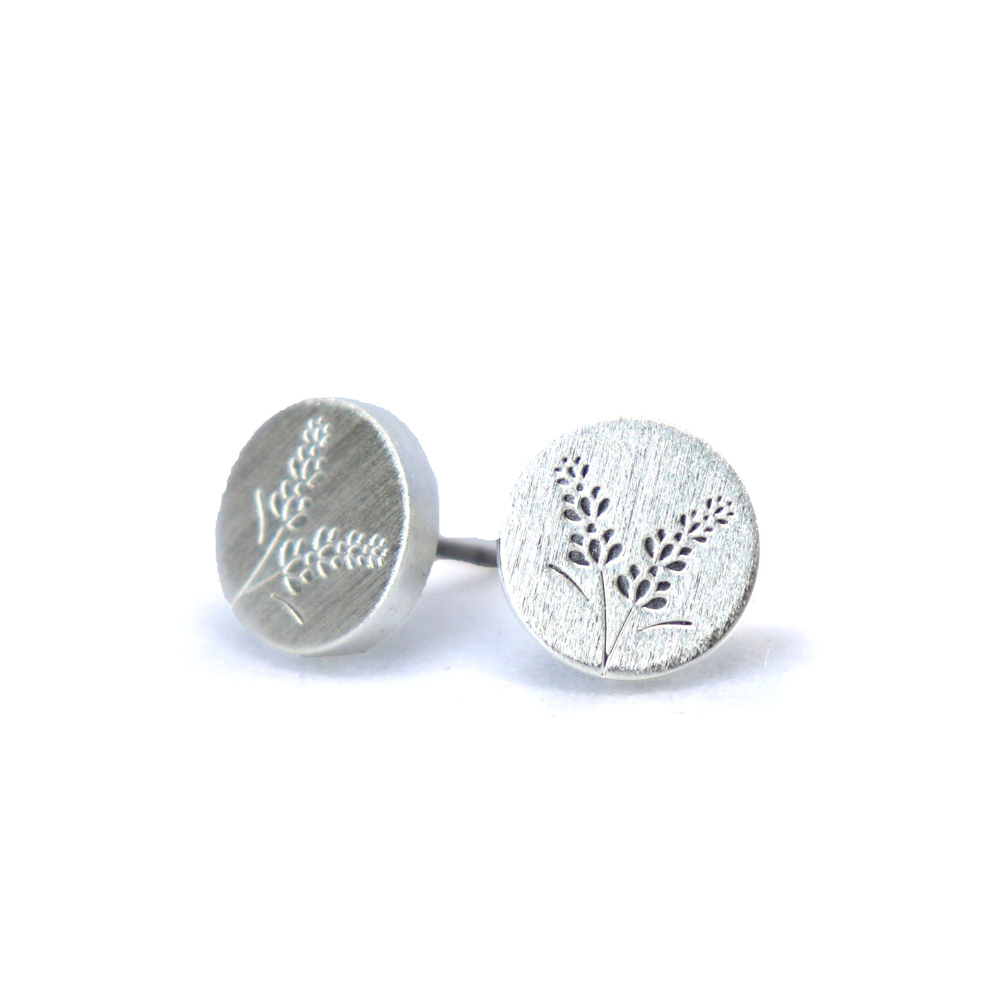 Keke Silver Lavender flower etched silver stud earrings NZ jewellery