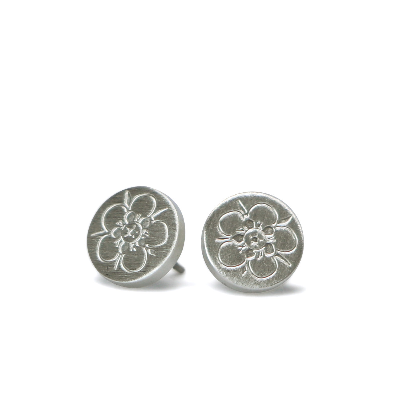 Keke Silver manuka flower etched silver stud earrings NZ jewellery