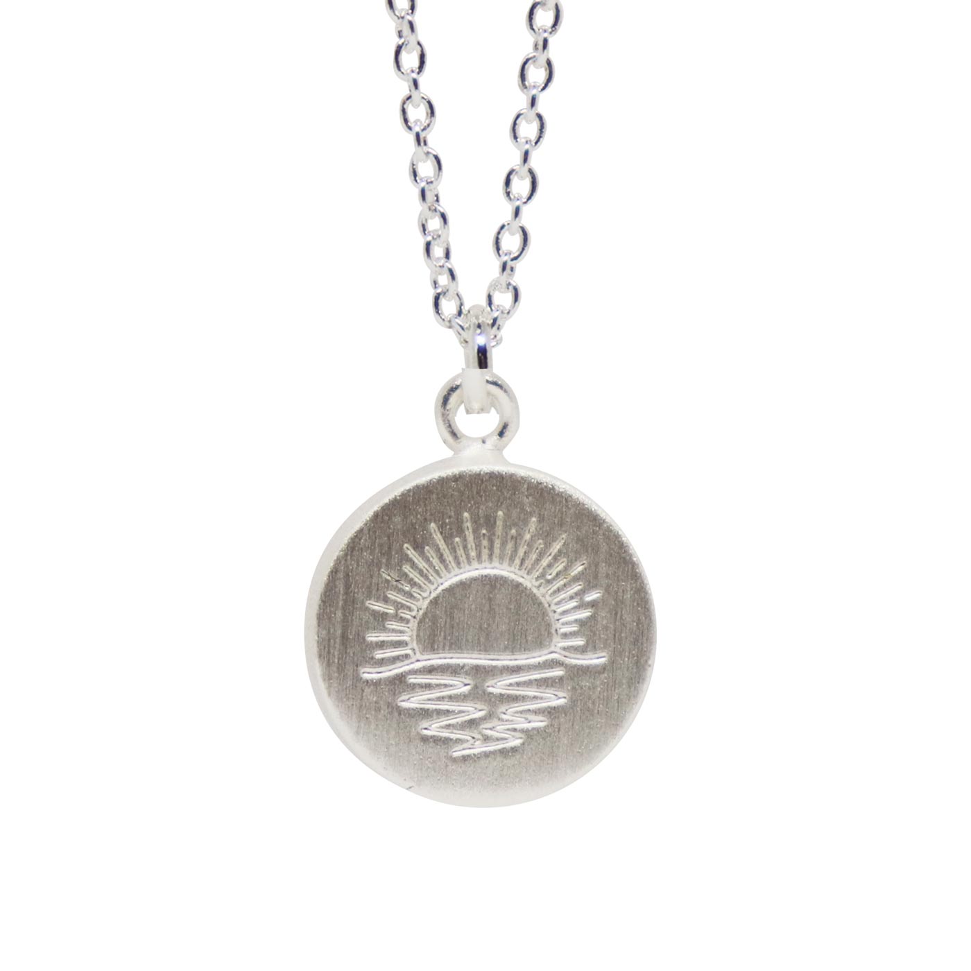 Keke Silver Ocean Rā sunrise sunset mountain etched silver necklace NZ jewellery