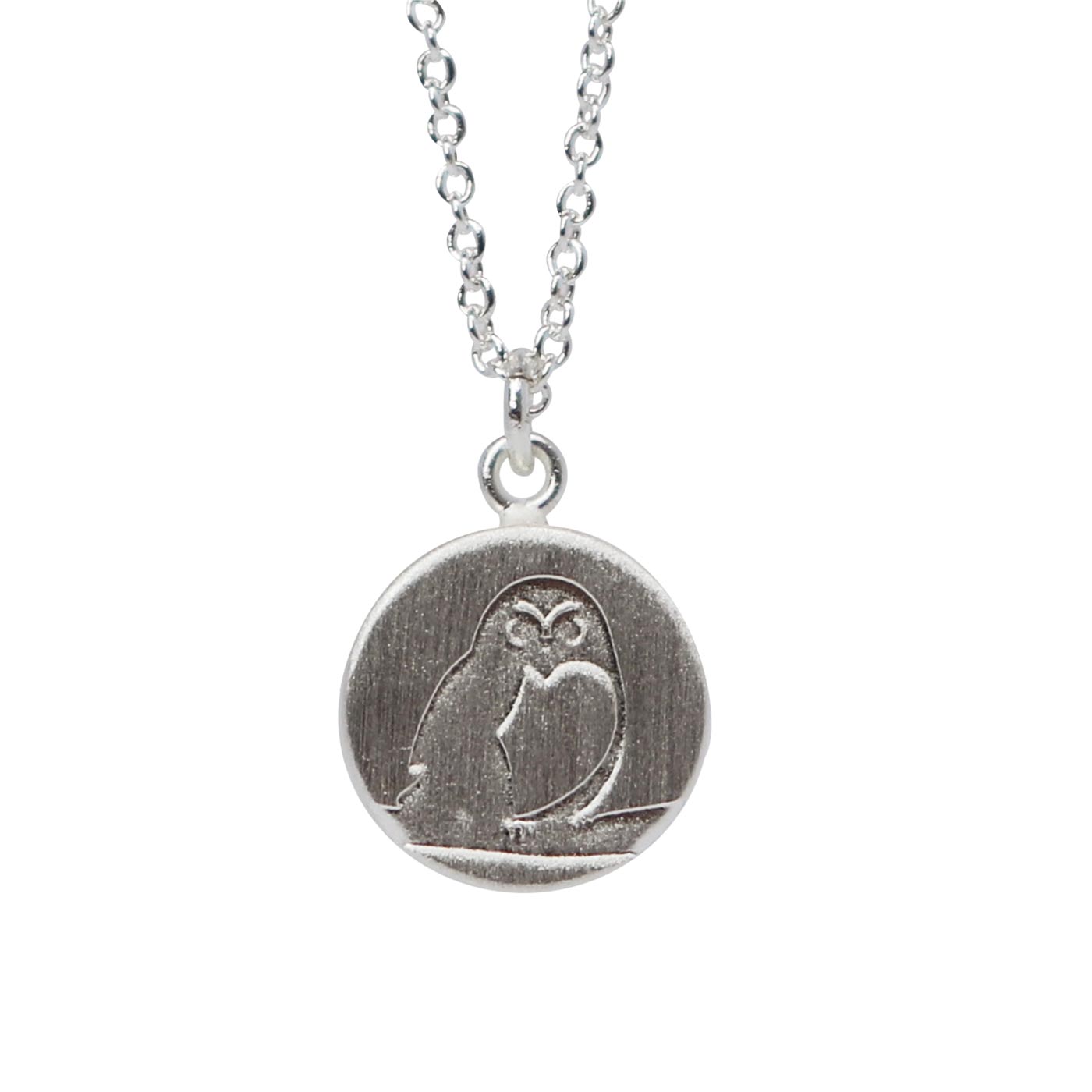 Keke Silver rascally ruru owl etched silver necklace NZ jewellery
