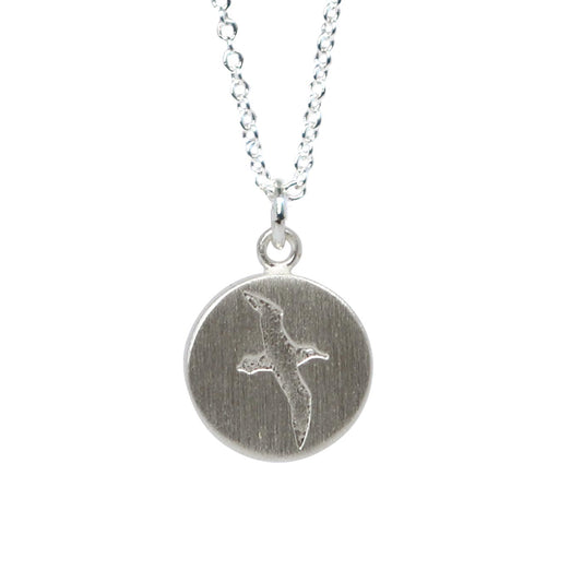 Keke Silver Almighty Albatross bird etched silver necklace NZ jewellery