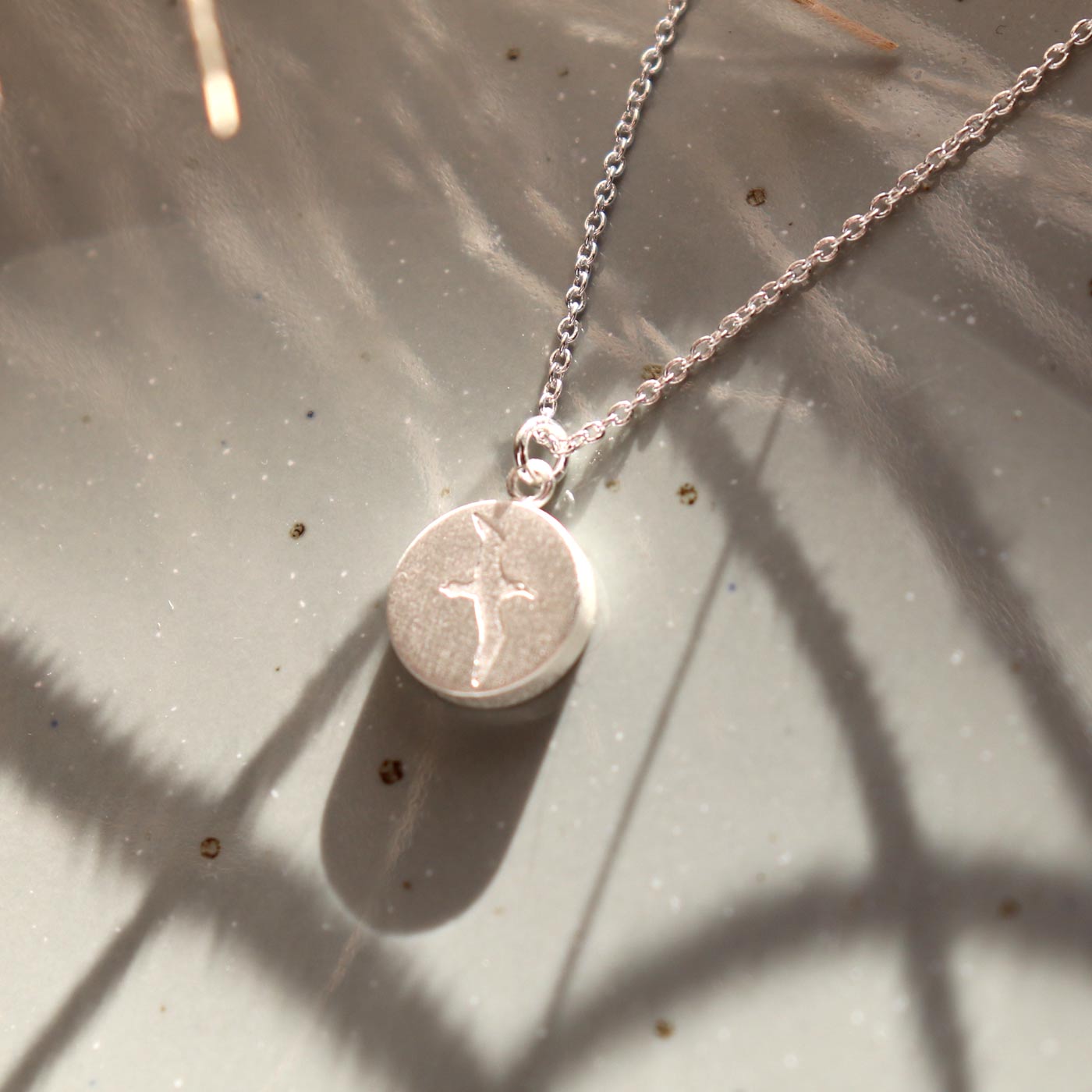 Keke Silver Almighty Albatross bird etched silver necklace NZ jewellery