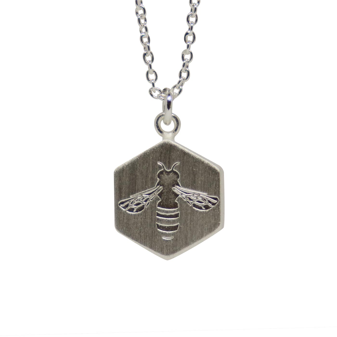 Keke Silver busy bee honeycomb etched silver necklace NZ jewellery