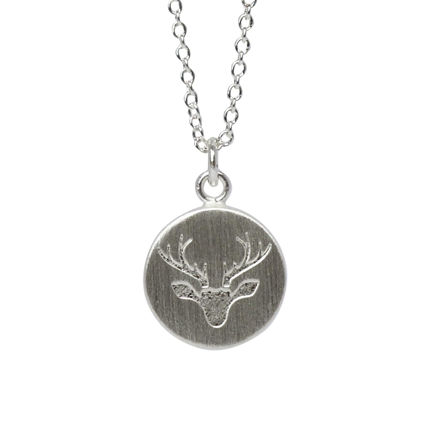 Keke Silver untamed antlers deer etched silver necklace NZ jewellery